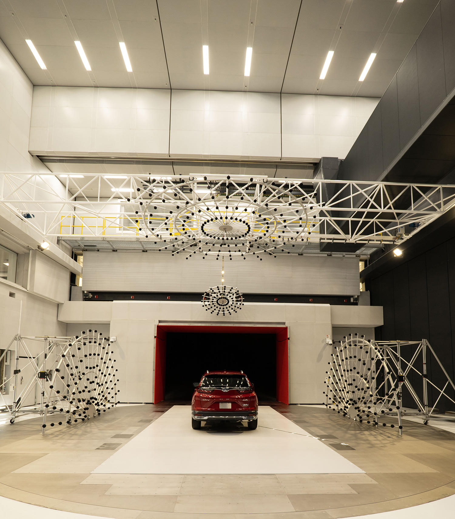 HALO Wind Tunnel — symmetric rear view, full microphone rig